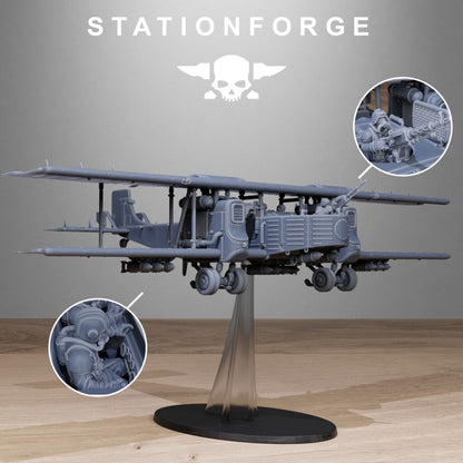 Imperial Army Grim Guard Iron Biplane, proxy miniature, infantry, 28mm heroic scale unpainted resin