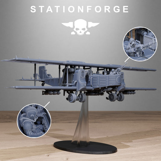 Imperial Army Grim Guard Iron Biplane, proxy miniature, infantry, 28mm heroic scale unpainted resin