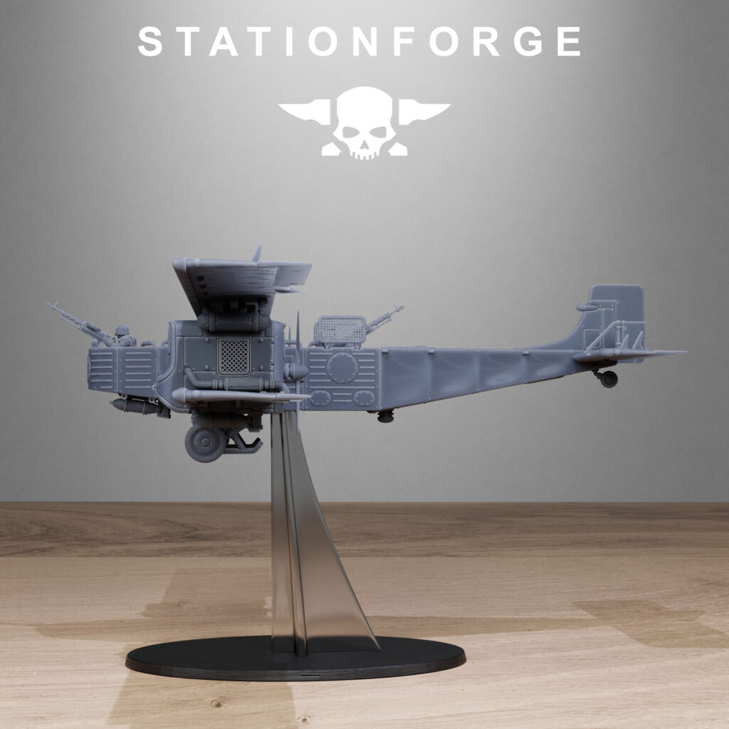 Imperial Army Grim Guard Iron Biplane, proxy miniature, infantry, 28mm heroic scale unpainted resin, view 3