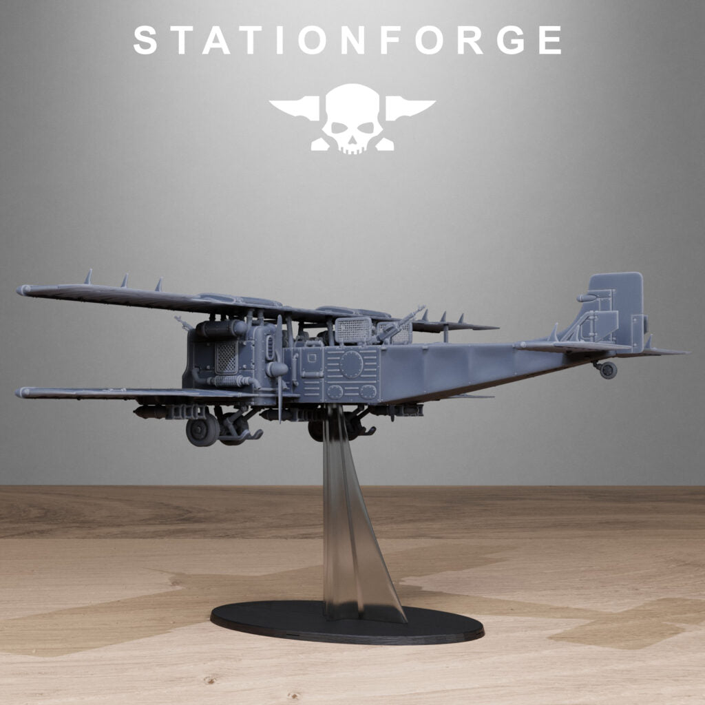 Imperial Army Grim Guard Iron Biplane, proxy miniature, infantry, 28mm heroic scale unpainted resin, view 4