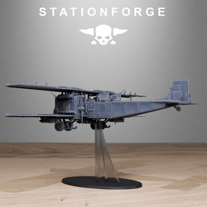 Imperial Army Grim Guard Iron Biplane, proxy miniature, infantry, 28mm heroic scale unpainted resin, view 4