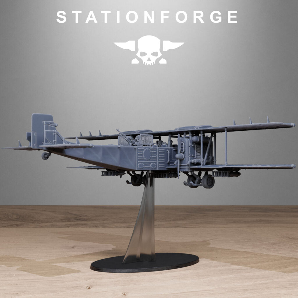 Imperial Army Grim Guard Iron Biplane, proxy miniature, infantry, 28mm heroic scale unpainted resin, view 7