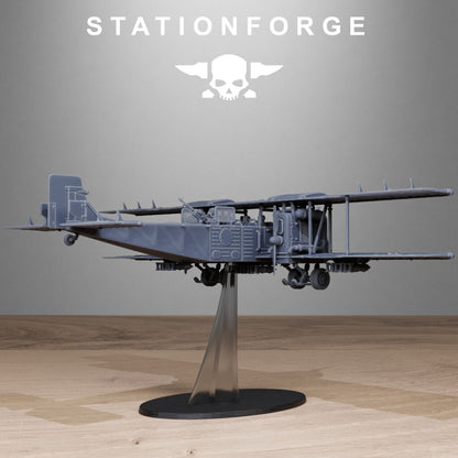 Imperial Army Grim Guard Iron Biplane, proxy miniature, infantry, 28mm heroic scale unpainted resin, view 7