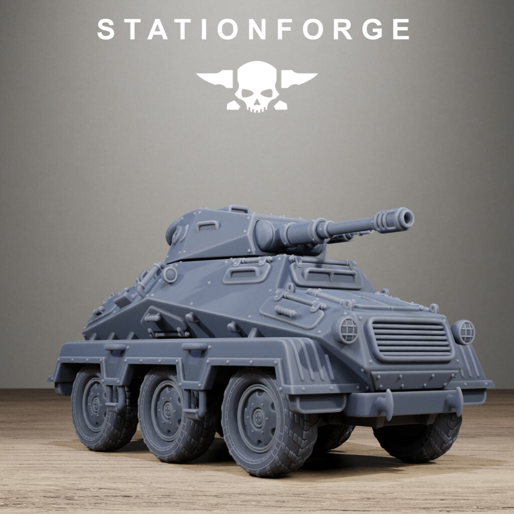 Imperial Army Grim Guard Iron Tank, proxy miniature, 28mm heroic scale unpainted resin, view 2