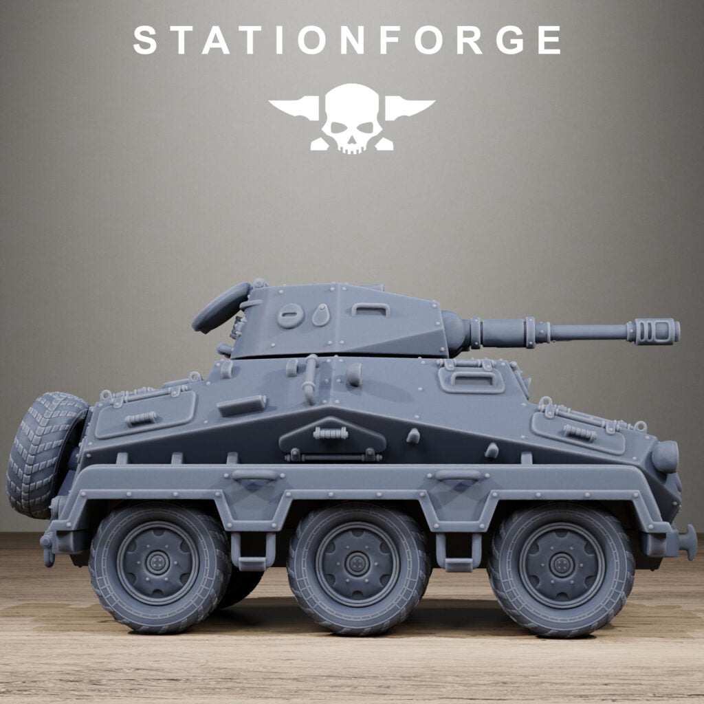 Imperial Army Grim Guard Iron Tank, proxy miniature, 28mm heroic scale unpainted resin, view 3