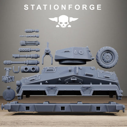 Imperial Army Grim Guard Iron Tank, proxy miniature, 28mm heroic scale unpainted resin, view 8