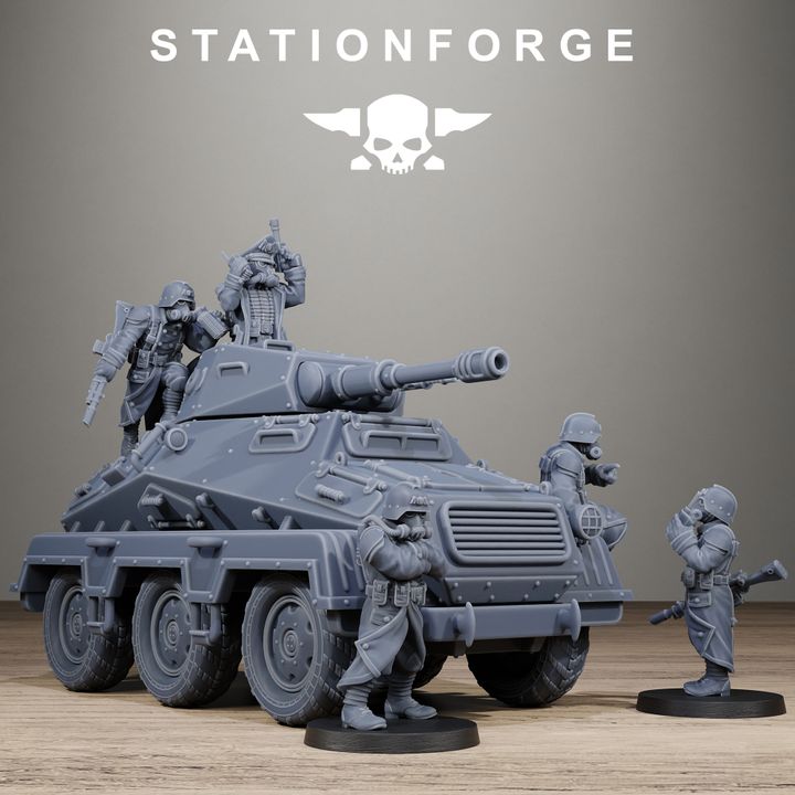 Imperial Army Grim Guard Iron Tank, proxy miniature, 28mm heroic scale unpainted resin, view 9