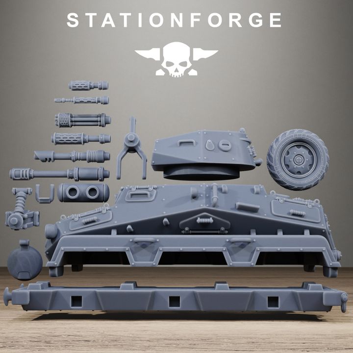Imperial Army Grim Guard Iron Tank, proxy miniature, 28mm heroic scale unpainted resin, view 10