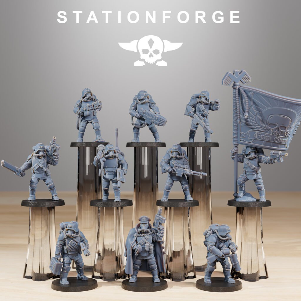 Imperial Army Grim Guard Ironclads, proxy miniature, infantry, 28mm heroic scale unpainted resin