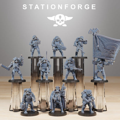 Imperial Army Grim Guard Ironclads, proxy miniature, infantry, 28mm heroic scale unpainted resin