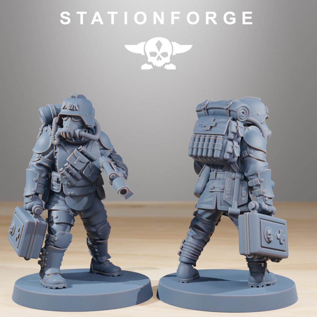 Imperial Army Grim Guard Ironclads, proxy miniature, infantry, 28mm heroic scale unpainted resin, view 3