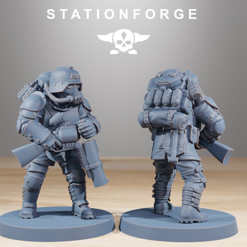 Imperial Army Grim Guard Ironclads, proxy miniature, infantry, 28mm heroic scale unpainted resin, view 4