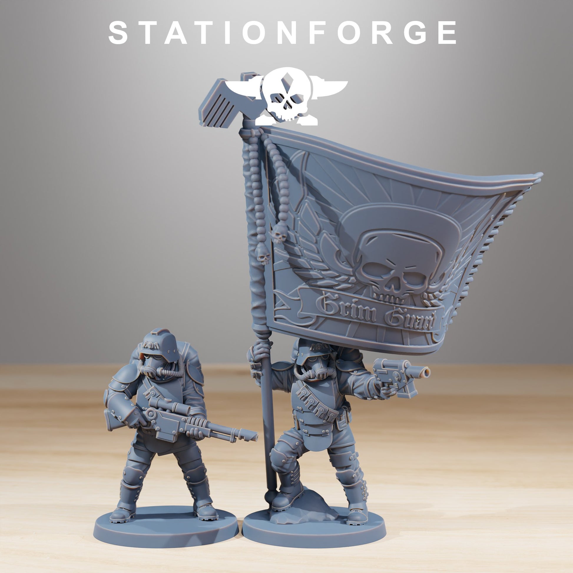 Imperial Army Grim Guard Ironclads, proxy miniature, infantry, 28mm heroic scale unpainted resin, view 5