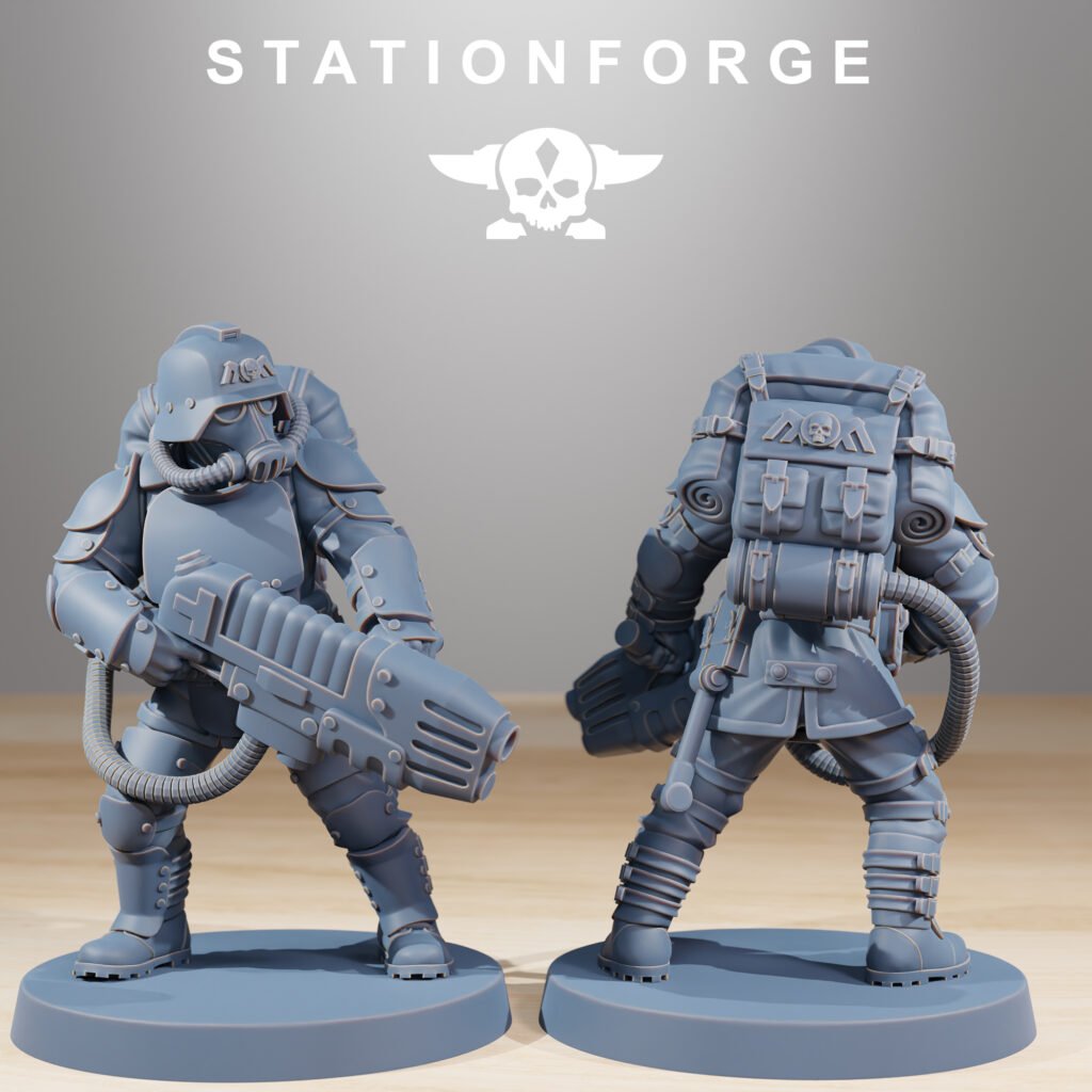 Imperial Army Grim Guard Ironclads, proxy miniature, infantry, 28mm heroic scale unpainted resin, view 8