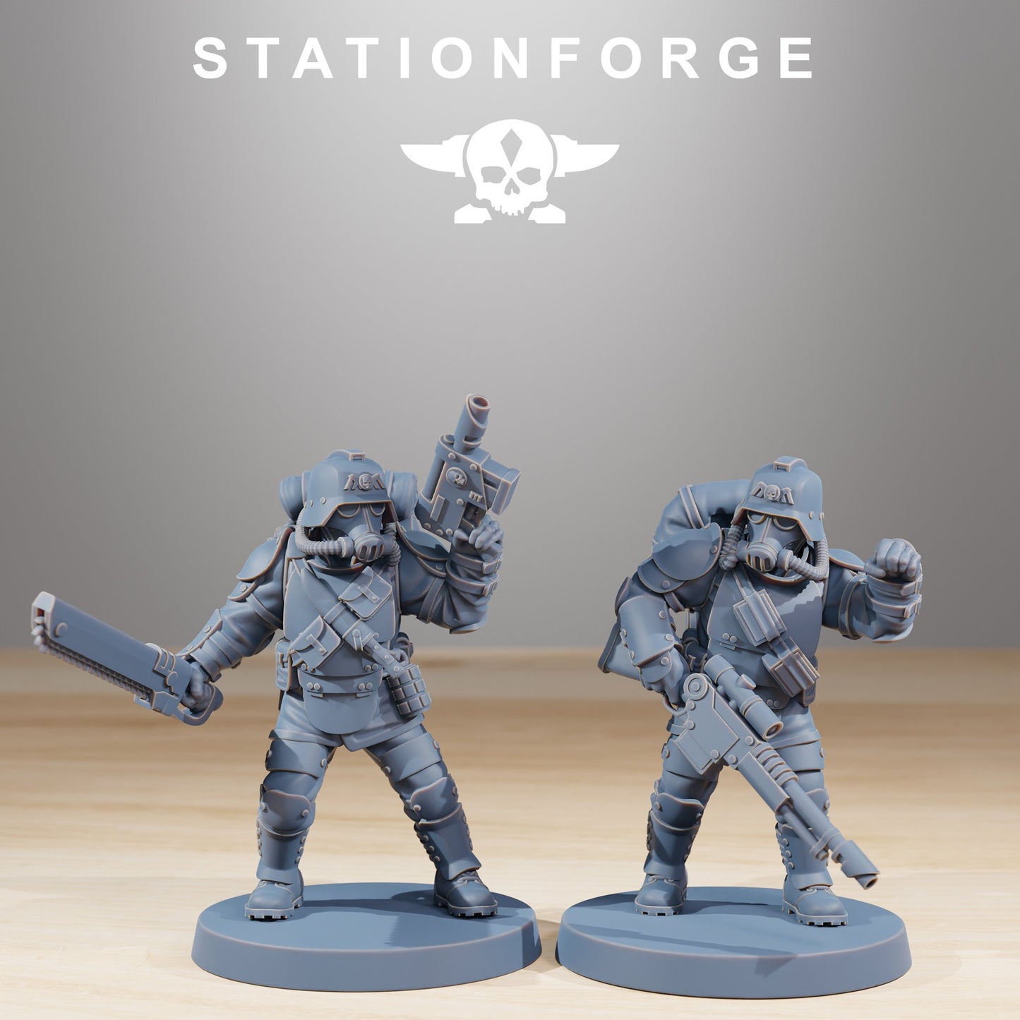 Imperial Army Grim Guard Ironclads, proxy miniature, infantry, 28mm heroic scale unpainted resin, view 9