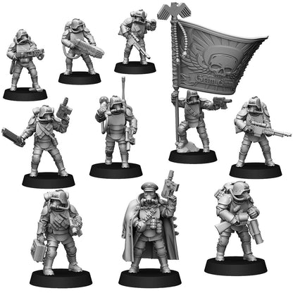 Imperial Army Grim Guard Ironclads, proxy miniature, infantry, 28mm heroic scale unpainted resin, view 10