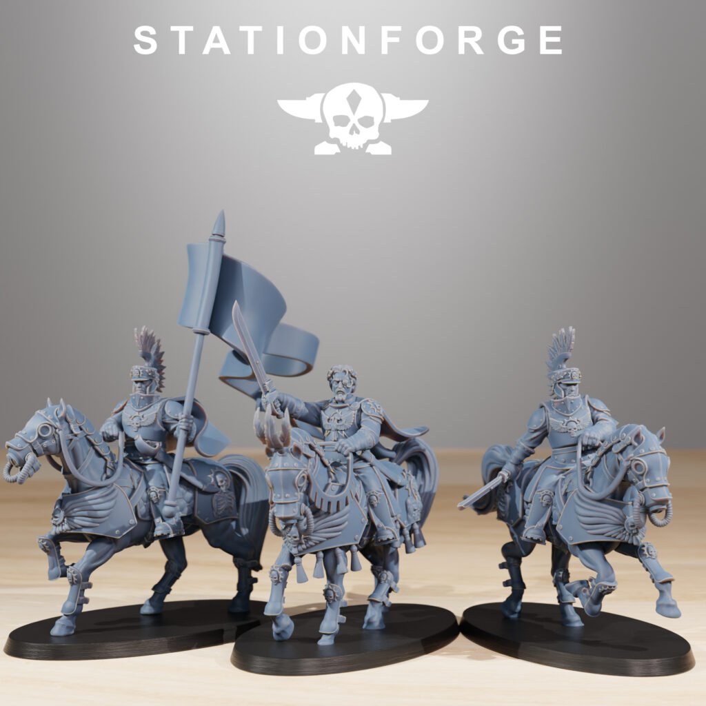 Imperial Army National Guard Cavalry Commanders (3 Units), proxy miniature, squad, 28mm heroic scale unpainted resin