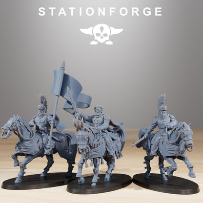 Imperial Army National Guard Cavalry Commanders (3 Units), proxy miniature, squad, 28mm heroic scale unpainted resin