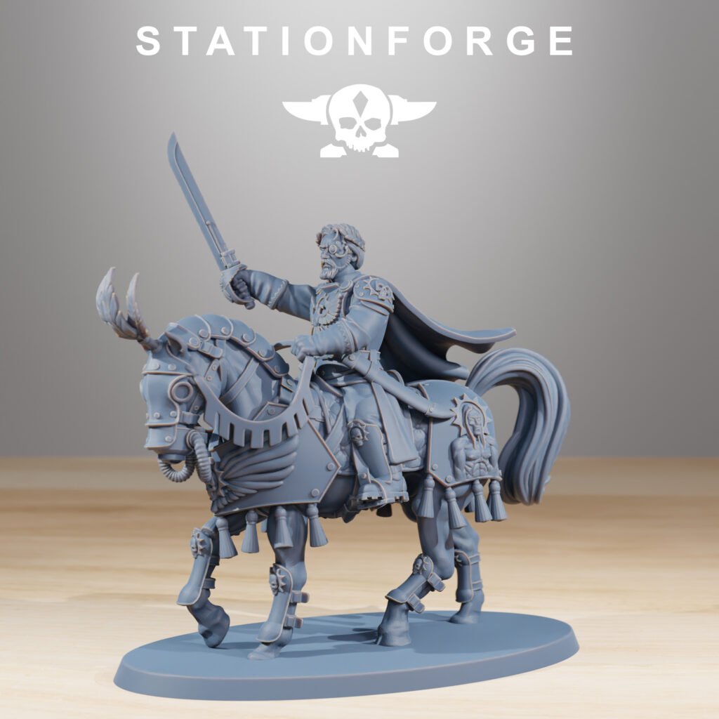 Imperial Army National Guard Cavalry Commanders (3 Units), proxy miniature, squad, 28mm heroic scale unpainted resin, view 3