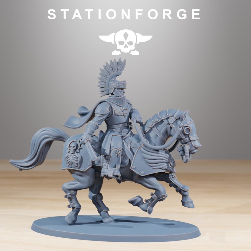 Imperial Army National Guard Cavalry Guardsman, proxy miniature, 28mm heroic scale unpainted resin, view 2