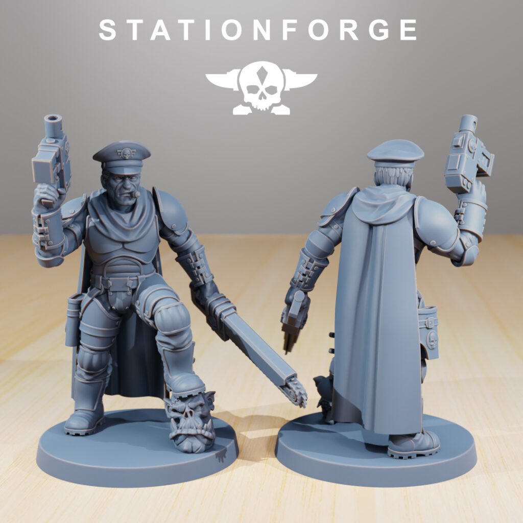 Imperial Army National Guard Commissar, proxy miniature, infantry, 28mm heroic scale unpainted resin, view 2