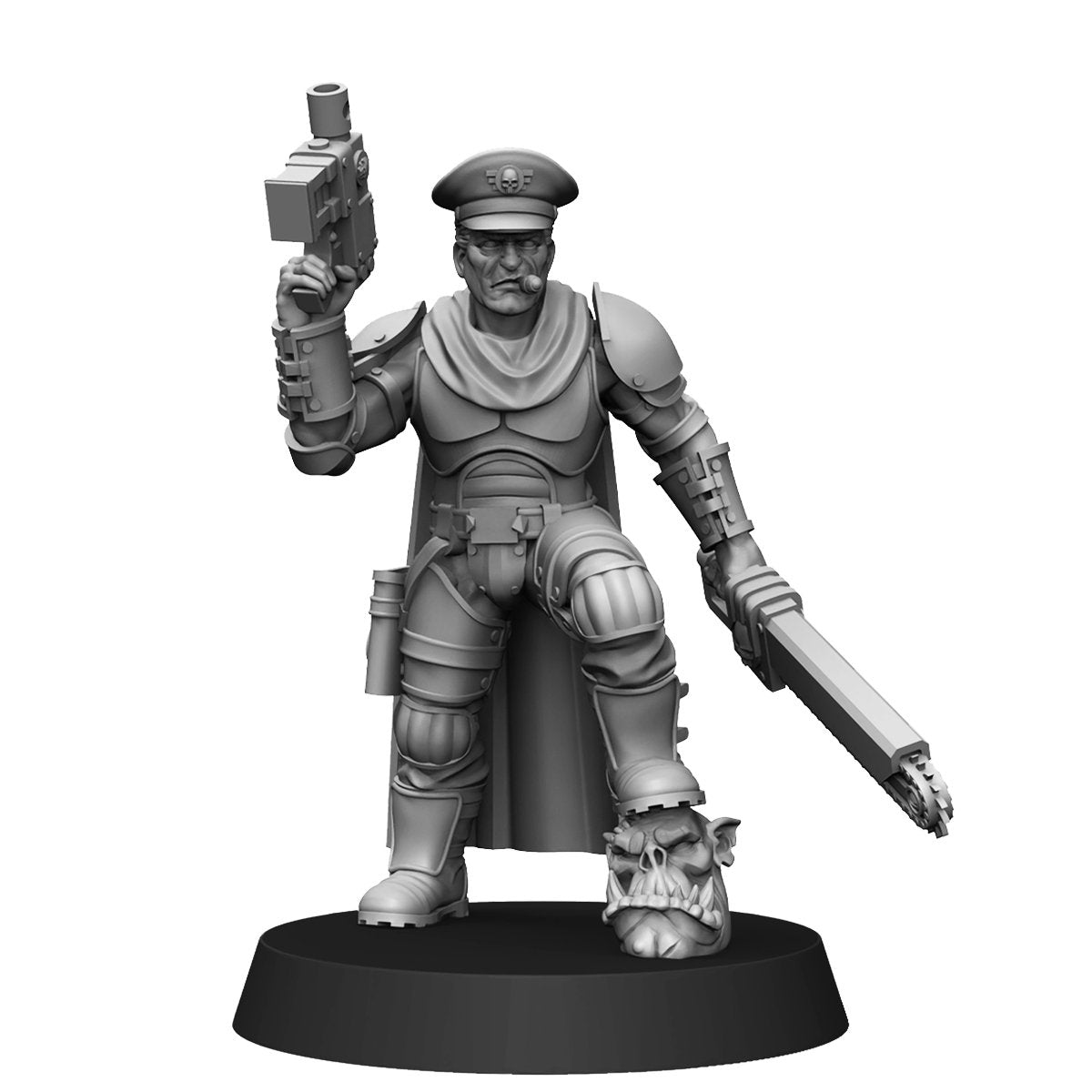 Imperial Army National Guard Commissar, proxy miniature, infantry, 28mm heroic scale unpainted resin, view 3