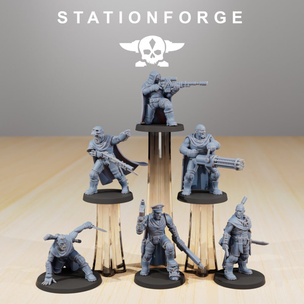 Imperial Army National Guard Orkaz Hunters, proxy miniature, infantry, 28mm heroic scale unpainted resin
