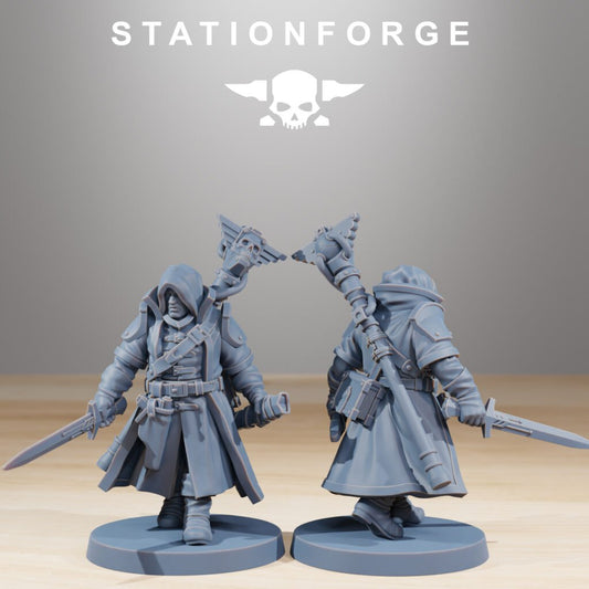 Imperial Army National Guard Royals With Staff, proxy miniature, infantry, 28mm heroic scale unpainted resin, view 2