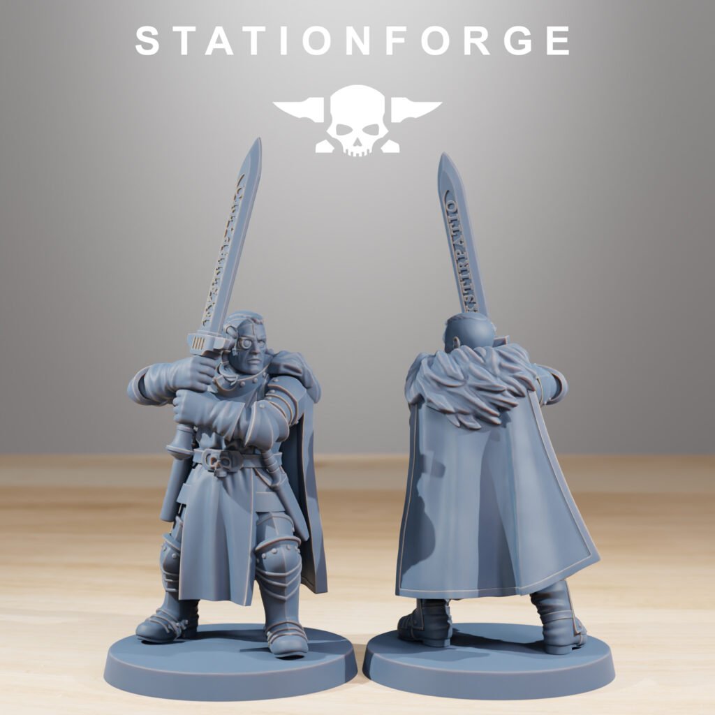 Imperial Army National Guard Royals With Sword, proxy miniature, infantry, 28mm heroic scale unpainted resin, view 2