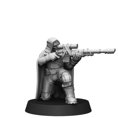 Imperial Army National Guard Sniper, proxy miniature, scout, 28mm heroic scale unpainted resin, view 3