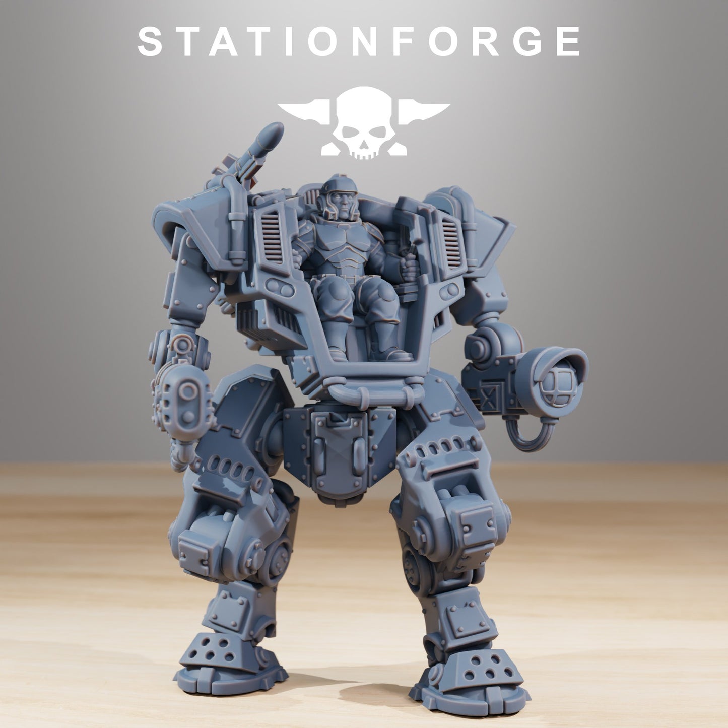Imperial Army National Guard Warmech, proxy miniature, infantry, 28mm heroic scale unpainted resin, view 4