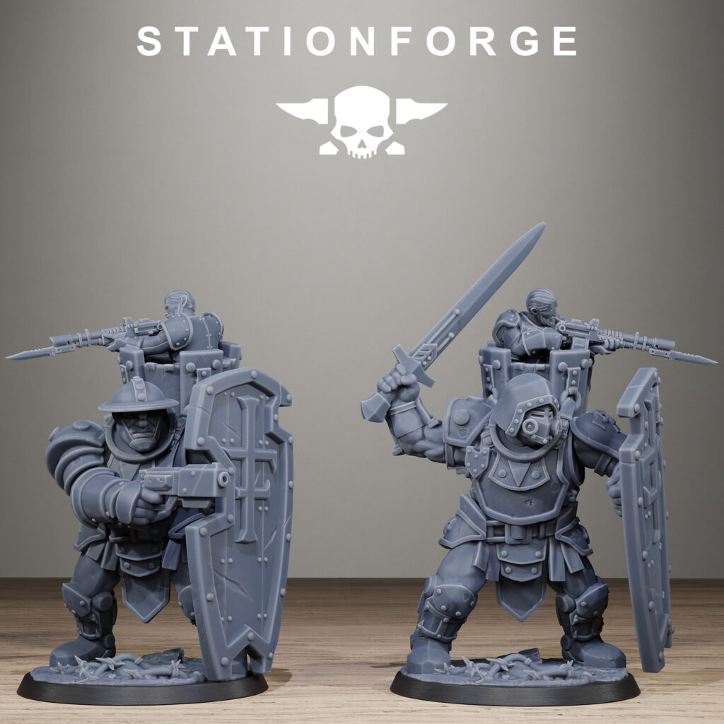 Imperial Army Royal Guard Shield Bearer, proxy miniature, infantry, 28mm heroic scale unpainted resin