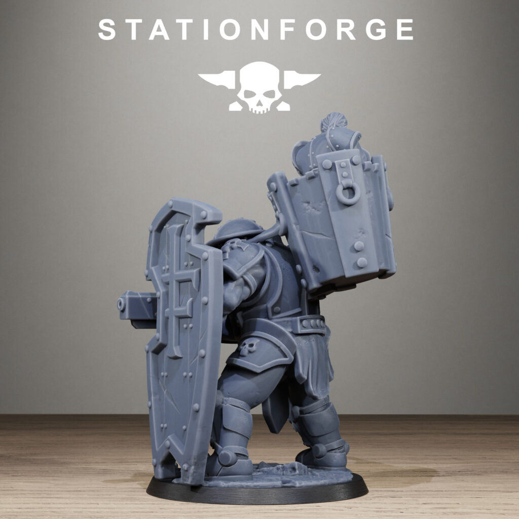 Imperial Army Royal Guard Shield Bearer, proxy miniature, infantry, 28mm heroic scale unpainted resin, view 4