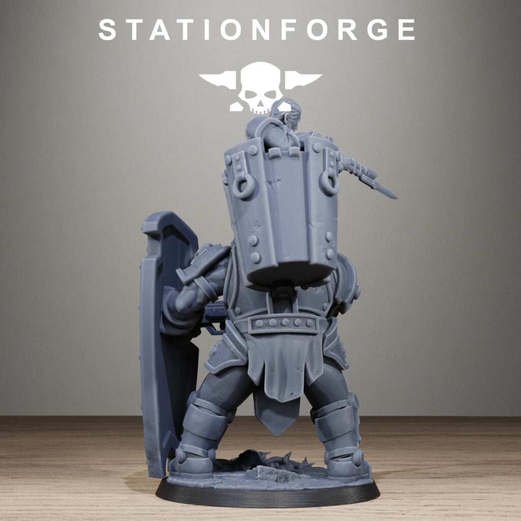 Imperial Army Royal Guard Shield Bearer, proxy miniature, infantry, 28mm heroic scale unpainted resin, view 5