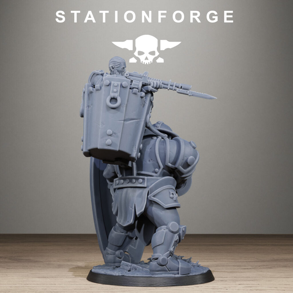 Imperial Army Royal Guard Shield Bearer, proxy miniature, infantry, 28mm heroic scale unpainted resin, view 6