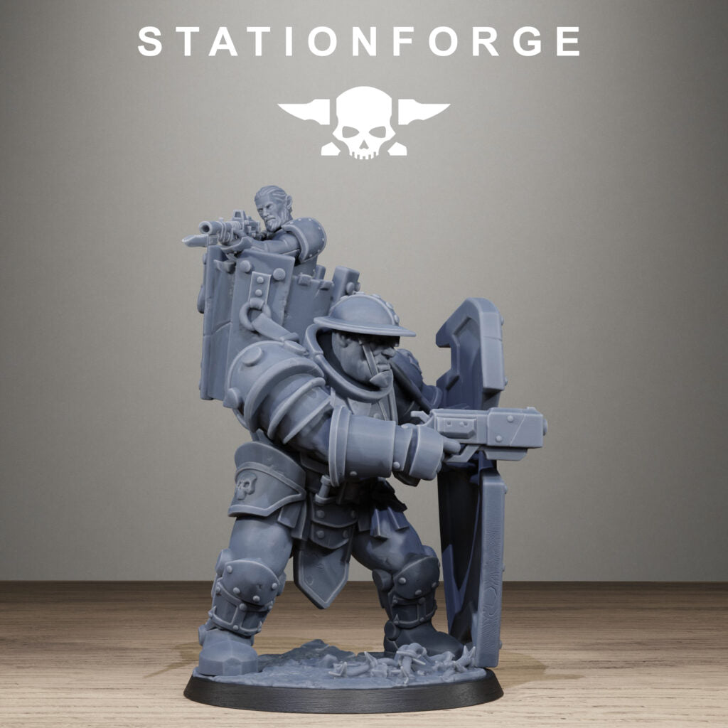 Imperial Army Royal Guard Shield Bearer, proxy miniature, infantry, 28mm heroic scale unpainted resin, view 8