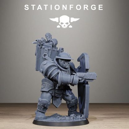 Imperial Army Royal Guard Shield Bearer, proxy miniature, infantry, 28mm heroic scale unpainted resin, view 8