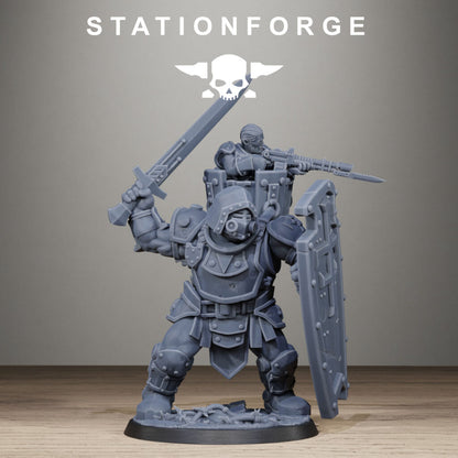 Imperial Army Royal Guard Shield Bearer, proxy miniature, infantry, 28mm heroic scale unpainted resin, view 9