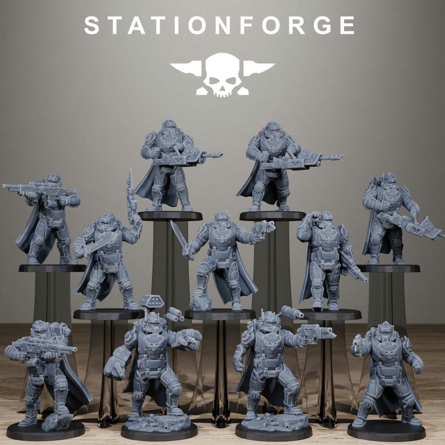 Imperial Army Vaskar Heavy Squad, proxy miniature, 28mm heroic scale unpainted resin