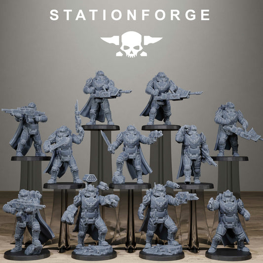 Imperial Army Vaskar Heavy Squad, proxy miniature, 28mm heroic scale unpainted resin, view 2