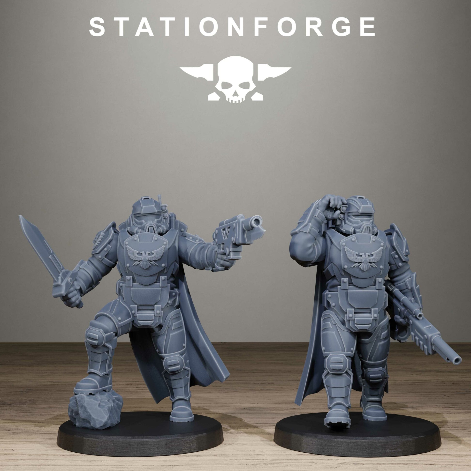 Imperial Army Vaskar Heavy Squad, proxy miniature, 28mm heroic scale unpainted resin, view 4