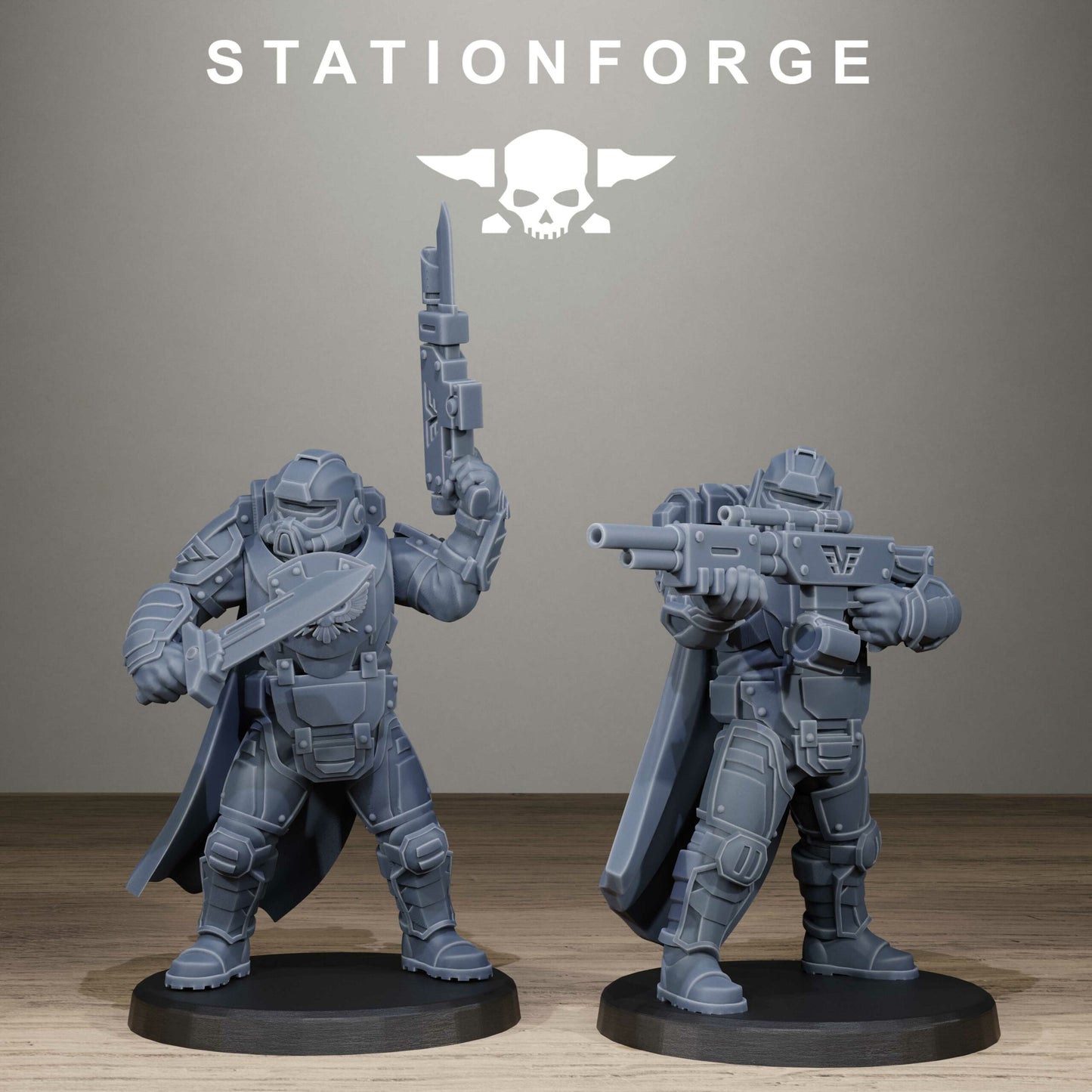 Imperial Army Vaskar Heavy Squad, proxy miniature, 28mm heroic scale unpainted resin, view 5