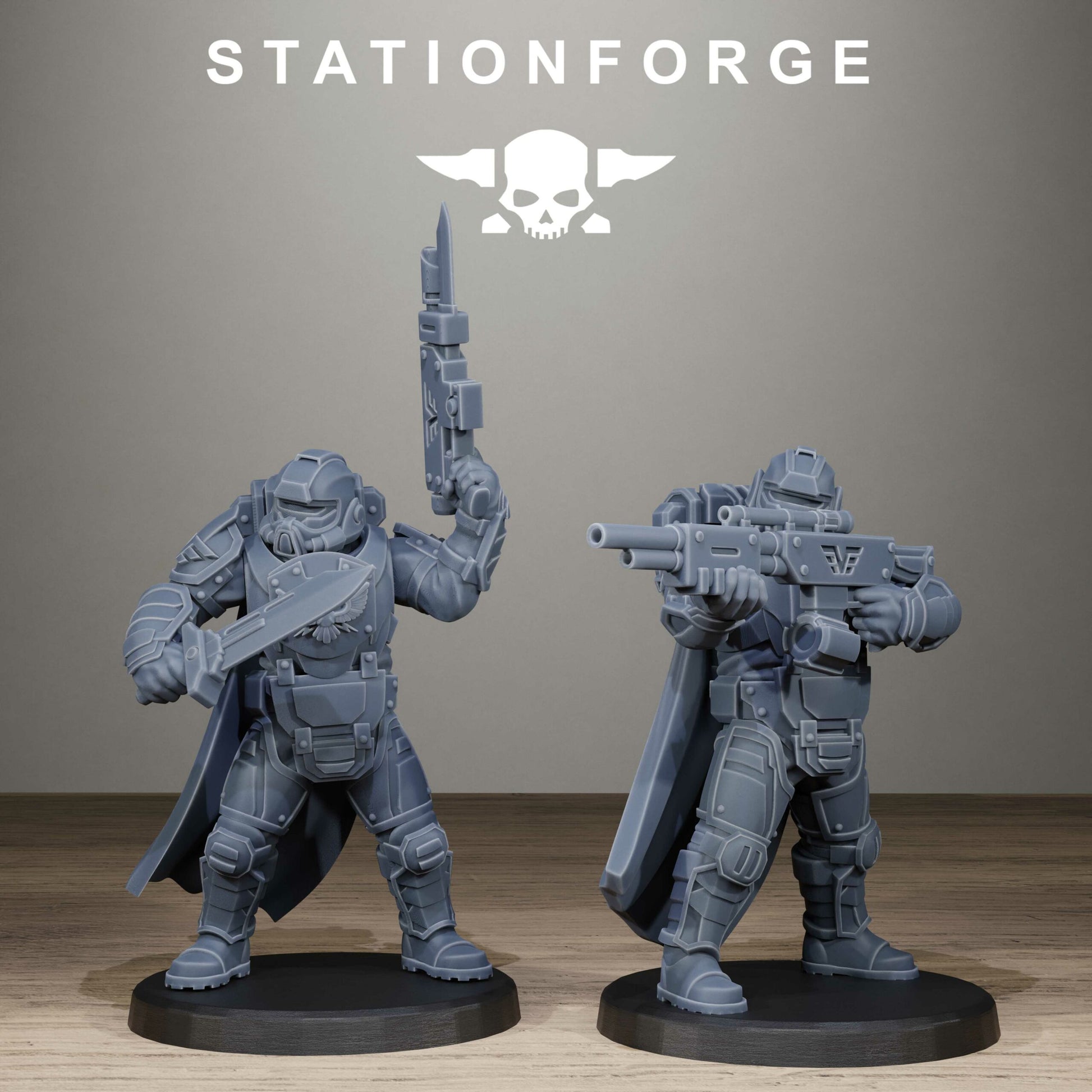 Imperial Army Vaskar Heavy Squad, proxy miniature, 28mm heroic scale unpainted resin, view 5