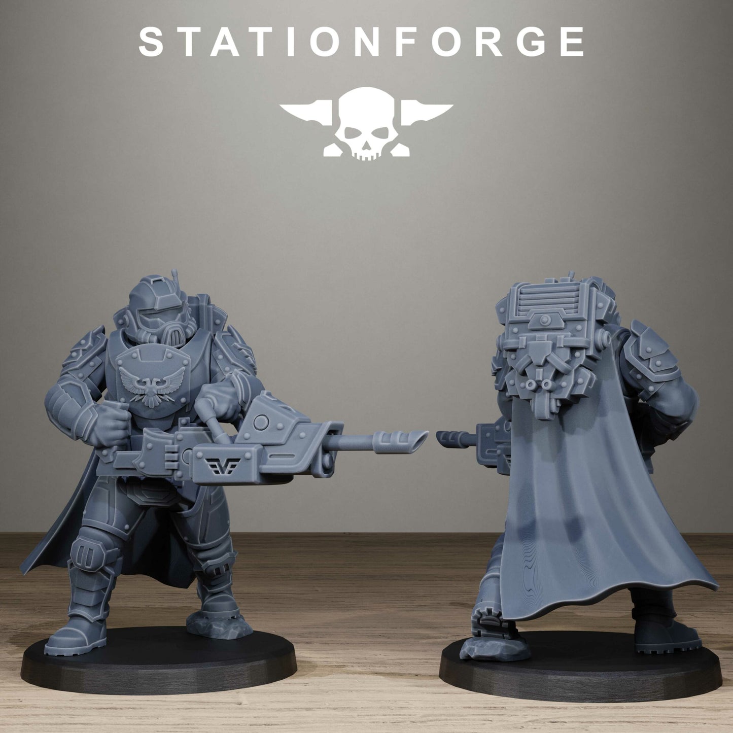 Imperial Army Vaskar Heavy Squad, proxy miniature, 28mm heroic scale unpainted resin, view 7