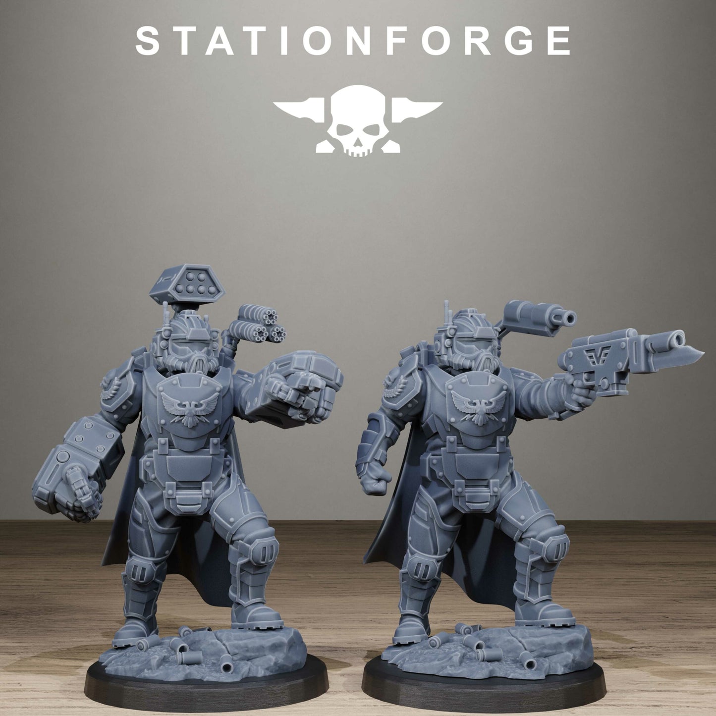 Imperial Army Vaskar Heavy Squad, proxy miniature, 28mm heroic scale unpainted resin, view 9