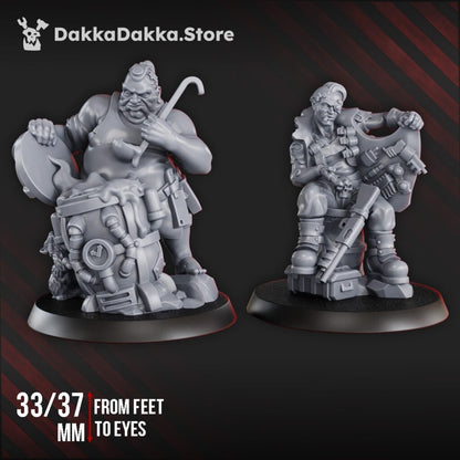 Inquisition Rock Head Gangs Roght Le Chef And Spivier, proxy miniature, heads, 28mm heroic scale unpainted resin, view 2