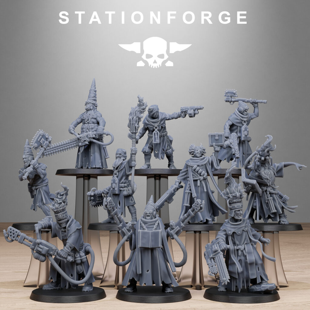 Inquisition Firers, proxy miniature, 28mm heroic scale unpainted resin