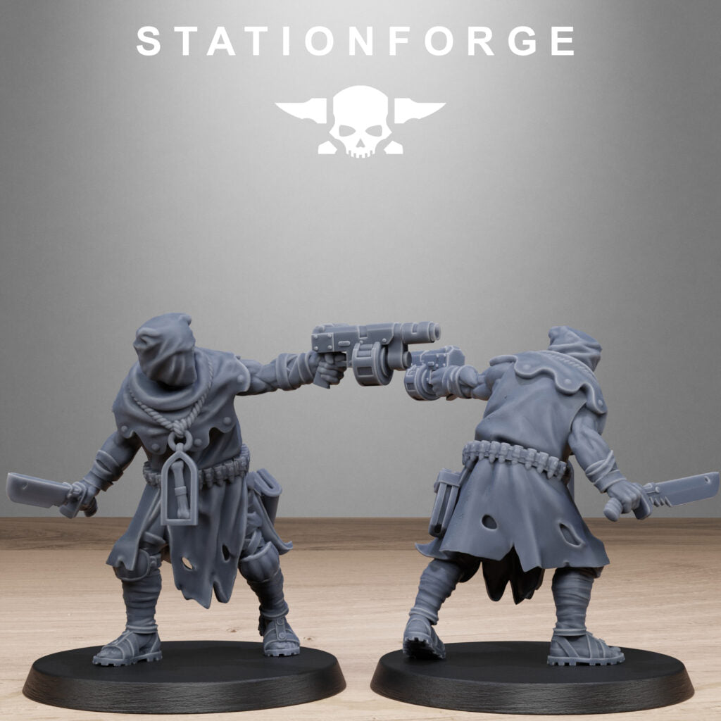 Inquisition Firers, proxy miniature, 28mm heroic scale unpainted resin, view 3