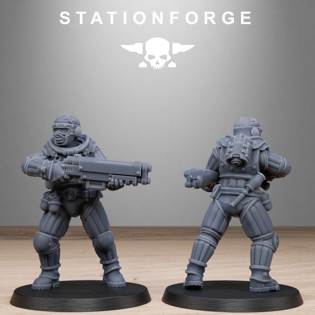 Inquisition Voidliners, proxy miniature, 28mm heroic scale unpainted resin, view 3