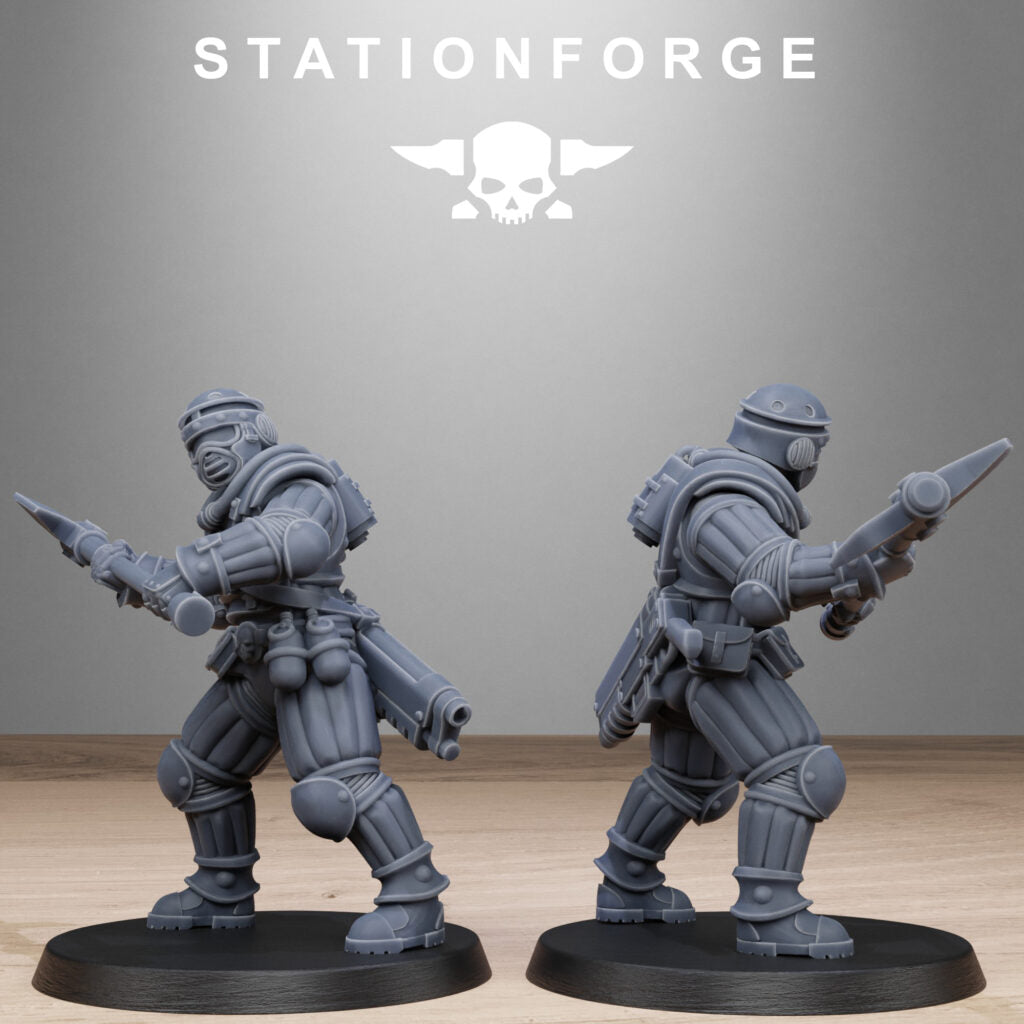Inquisition Voidliners, proxy miniature, 28mm heroic scale unpainted resin, view 7